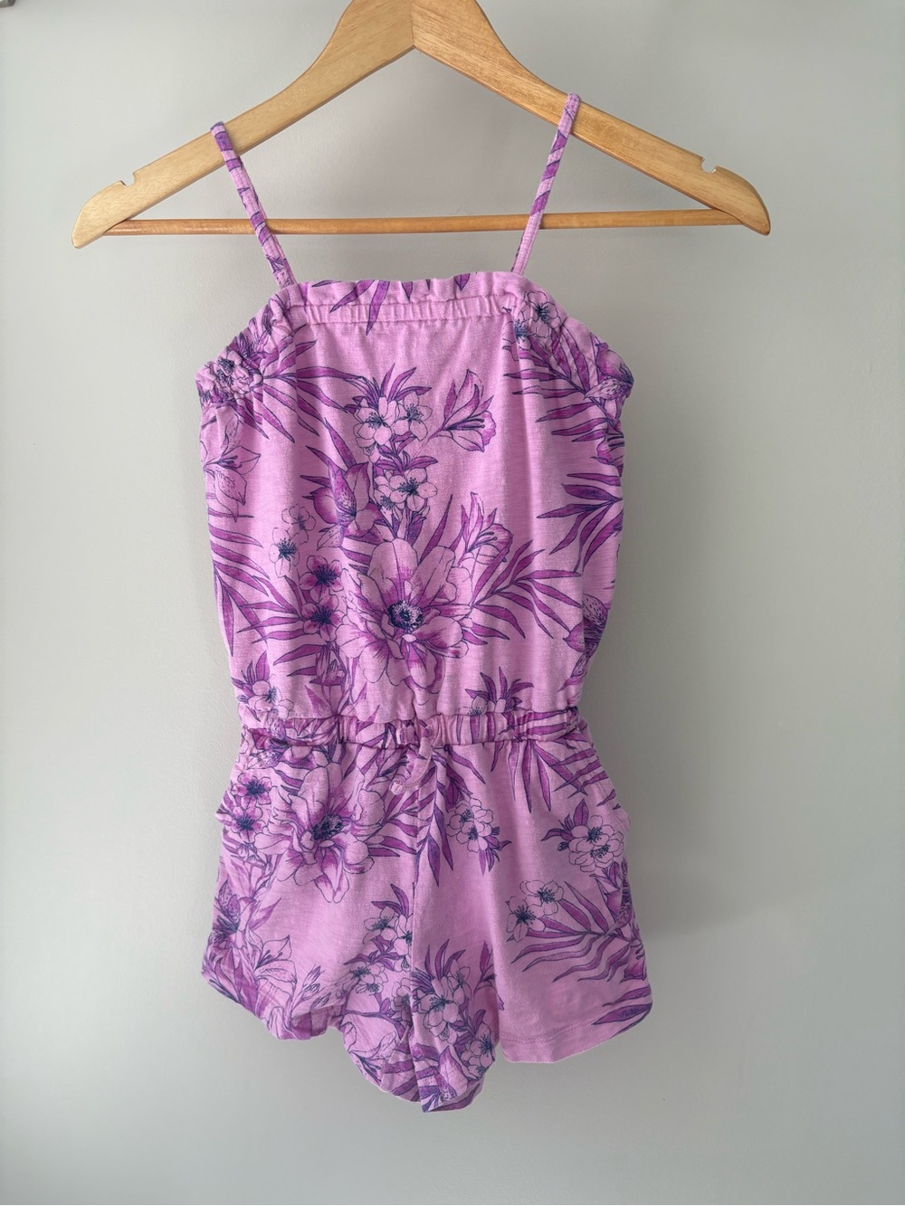 GAP Girls' Lavender Floral Cotton Romper - Size M